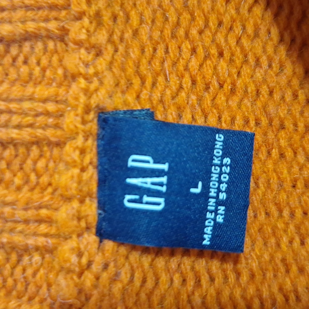 GAP 100% lambswool pullover crewneck sweater - L - burnt orange/cream relaxed - Picture 2 of 5